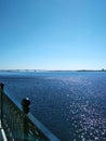 Saratov bridge. Volga river embankment blue water sky summer nature photo