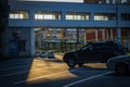 Sunset on the car park of the Saratov Technical University