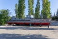 Saratov, Russia - August 16, 2018: Soviet combat boat in Victory Park