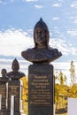 Saratov, Russia - 10.21.2017: Monument bust Alexander Yaroslavovich Nevsky, the great Russian prince commander. Take a look at the