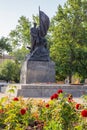 Saratov, Russia - 07/06/2019: Monument to the fighters of the socialist revolution in summer on the Theater Square in the city cen