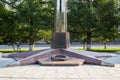 Saratov, Russia - 07/06/2019: Monument to the soldiers of the Ministry of Internal Affairs `Courage, heroism of employees who died