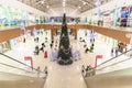 Saratov, Russia - 11/21/2020: People in the shopping center Tau gallery decorated for Christmas and New Years Christmas tree,