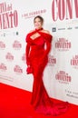 Sarayma posing during the red carpet of the premiere, La reina del convento, Madrid Spain