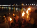 Sarayu aarti at the banks of River Sarayu Royalty Free Stock Photo