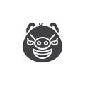 Sarcastic piggy face emoji vector icon Royalty Free Stock Photo