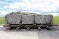 Sarsen rock resting on wooden rollers, Stonehenge, England