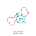 Sarcoma, bone cancer outline icon. Osteosarcoma sign.