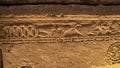 Sarcophagus with Ark of the Covenant carved relief in the Cave of the coffins at Bet She`arim in Israel catacombs wi