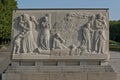 Sarcophagus with bas relief of war scene. Soviet War Memorial in Treptower park, Berlin