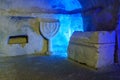 Sarcophagus and a carved Menorah, in Bet Shearim National Park