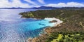 Sardegna island. beautiful Capriccioli beach aerial view