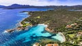 Sardegna island. best beaches of Emerald coast. aerial view