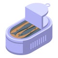 Sardine tin icon isometric vector. Ocean fish