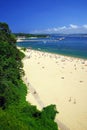 SANTANDER, SPAIN - JULY 24, 2018: Playa De La Concha, Sardinero in Santander, the Bay of Biscay, Atlantic Ocean, Spain Royalty Free Stock Photo