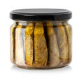 Sardines with oil conserved in glass jar