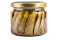 Sardines with oil conserved in glass jar