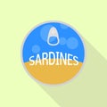 Sardines tin icon, flat style