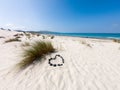 Sardinia beach of Porto Pino with love symbol Royalty Free Stock Photo