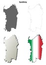 Sardinia blank detailed outline map set