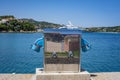 Sardinia, Italy May 26, 2018: Electricity and water station in yacht harbor Sardinia . Charging station for boats, electrical Royalty Free Stock Photo