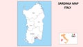 Sardinia Map. Political map of Sardinia with boundaries in white color