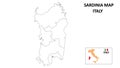 Sardinia Map. State and district map of Sardinia. Political map of Sardinia with outline and black and white design