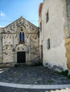 Sardinia. Mogoro. Church of the Madonna del Carmine, 14th century. Main facade and Convent of the Carmelite Fathers, 17th century