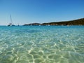 Italy, Sardinia, Porto Budello, Teulada, view of the bay, in the background the medi vegetation, in the background rocky mountains Royalty Free Stock Photo