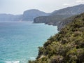SardiniaÃ¢â¬â¢s cliffs and forest near Cala Fuili Royalty Free Stock Photo
