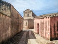 Sardinia. Tratalias. Glimpse of Tratalias Vecchia with the medieval Cathedral of Santa Maria di Monserrato, 13th century AD