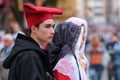 Sardinian couples in Saint Efisio Feast festvail parade