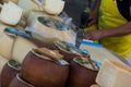 Sardinian Pecorino cheese at San Pantaleo market