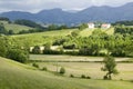 Sare, France in Basque Country on Spanish-French border, is a hilltop 17th century village surrounded by farm fields and mount Royalty Free Stock Photo
