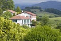 Sare, France in Basque Country on Spanish-French border, is a hilltop 17th century village surrounded by farm fields and mount Royalty Free Stock Photo