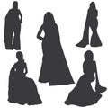 Saree asian women clothing silhouette vector