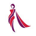 Saree logo design with women figure template.
