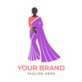 Saree logo with women figure modern design template Royalty Free Stock Photo