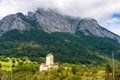 Sargans castle in Alps, Switzerland. It is landmark of St Gallen canton