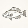 Sargasso Sea Bass: Hand Drawn Illustration In Massurrealism Style