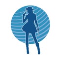 Silhouette of a slim sexy woman pose in cowgirl or country girl costume. Royalty Free Stock Photo