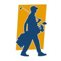 Silhouette of a golfer walking while carrying his golf bag full of golf clubs. Royalty Free Stock Photo