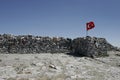 Sarikiz holy place with Turkish flag in mount ida,Edremit,Turkey