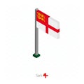 Sark Flag on Flagpole in Isometric dimension