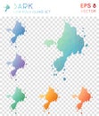 Sark geometric polygonal maps, mosaic style. Royalty Free Stock Photo