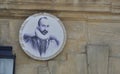 SARLAT-LA-CANEDA_ FRANCE,23 JULY, 2016:Michel de Montaigne, portrait on the Montaigne hotel