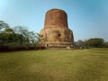 Ancient india Dhamek stupa sarnath temple in sarnath museum Sarnath is a famous place in Varanasi and it cultures buddha Royalty Free Stock Photo