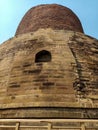 Ancient india Dhamek stupa sarnath temple in sarnath museum Sarnath is a famous place in Varanasi and it cultures buddha Royalty Free Stock Photo