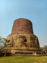 Ancient india Dhamek stupa sarnath temple in sarnath museum Sarnath is a famous place in Varanasi and it cultures buddha Royalty Free Stock Photo