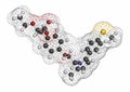 Saroglitazar diabetes drug molecule (dual PPAR agonist). Atoms are represented as spheres with conventional color coding: hydrogen